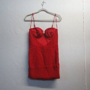 OH POLLY STRAPLESS A LINE MINI DRESS IN FIRE RED - WOMEN'S US SIZE 6